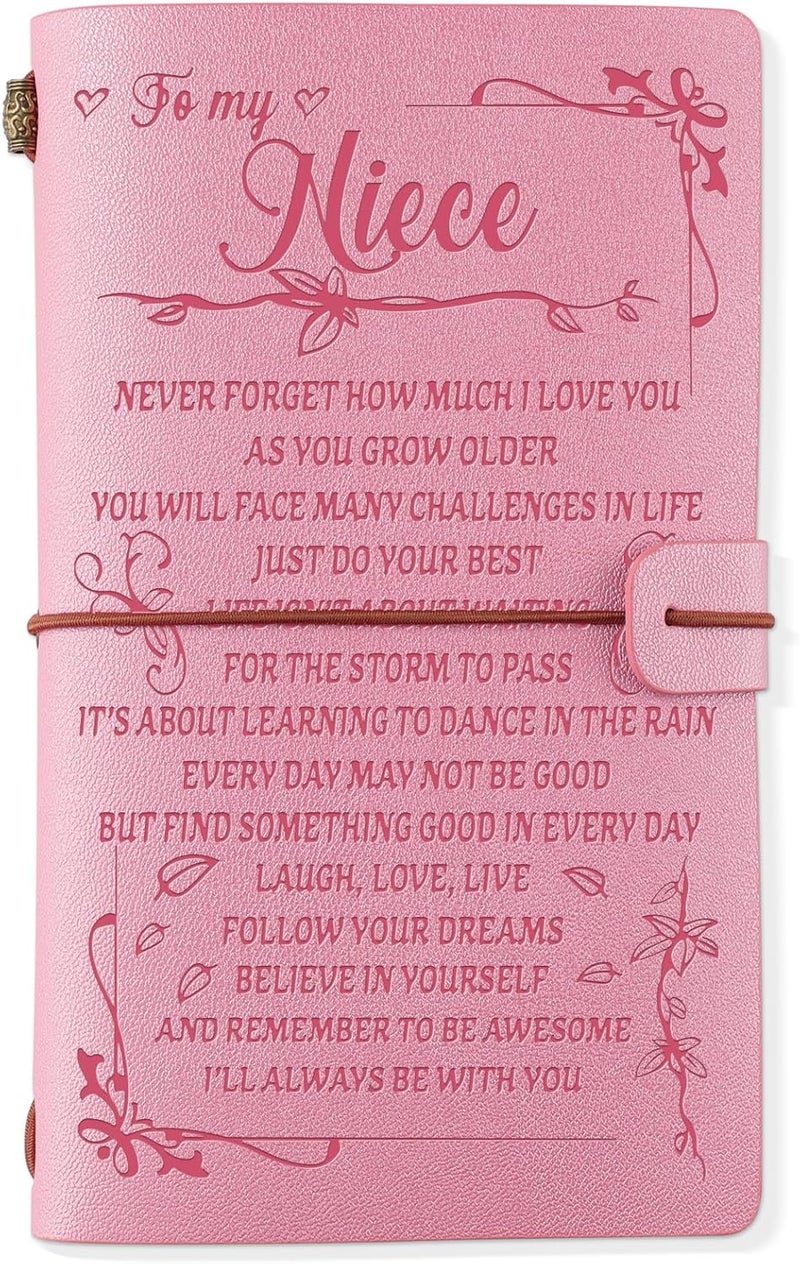PRSTENLY Birthday Gift for Niece To My Niece Leather Journal, 140 Page Refillable Journal Notebooks, Travel Diary Back to School Graduation Christmas Gifts for Niece from Aunt Uncle - Image 1